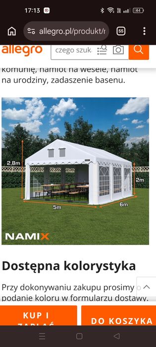 Namiot 5x6 Royal wzmacniany plandeka 560