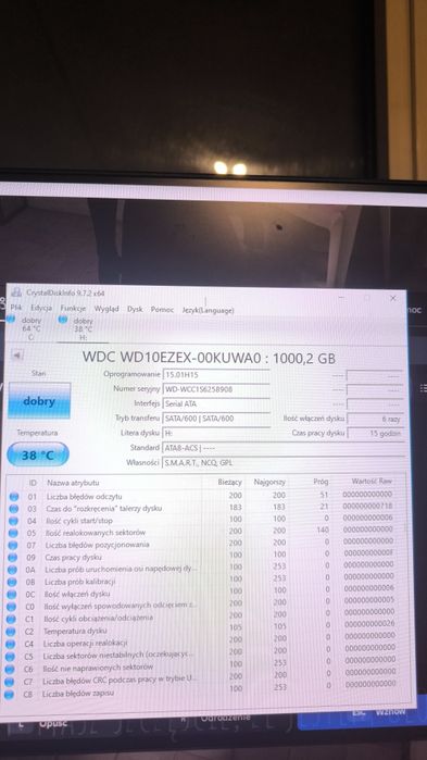 Dysk hdd WD10EZEX 1TB prawię jak nowy