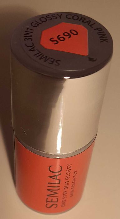SEMILAC 3 w 1 Glossy Coral Pink lakier hybrydowy