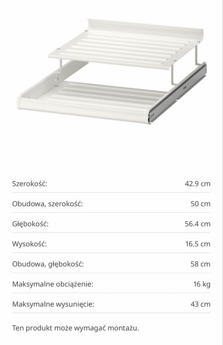 8x Półka na buty wysuwana IKEA KOMPLEMENT