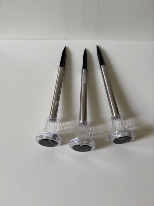 3 szt. lamp solarnych LED ogrodowych (stal nierdzewna, z szpikulcem)
