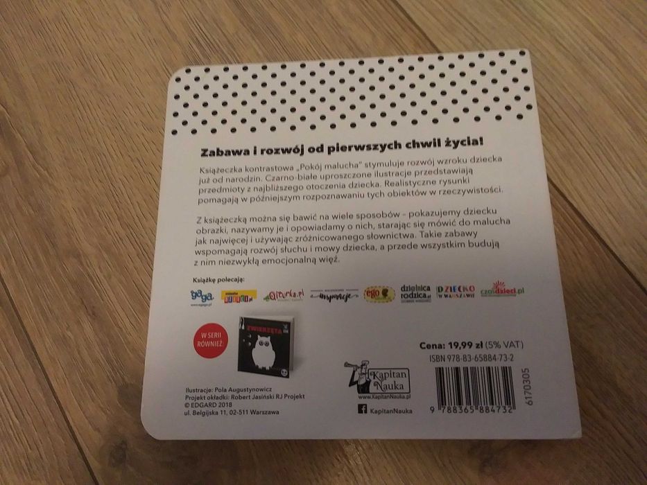 Książka książeczka dla dziecka Pokój malucha czarno-biała kapita nauka