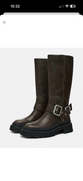Zara стильні байкерські  виваренні сапоги