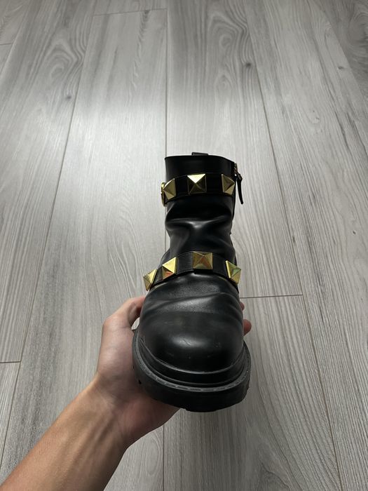 Valentino Garavani Roman Stud Calfskin Combat Boot