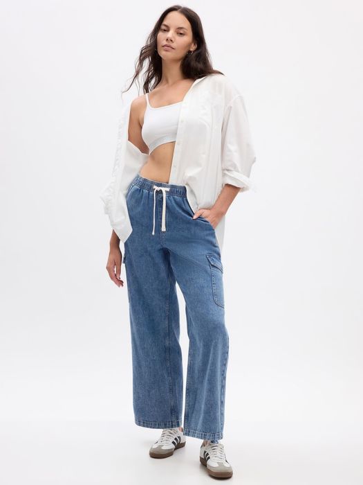 Jeansy cargo z szeroką nogawką Gap XL