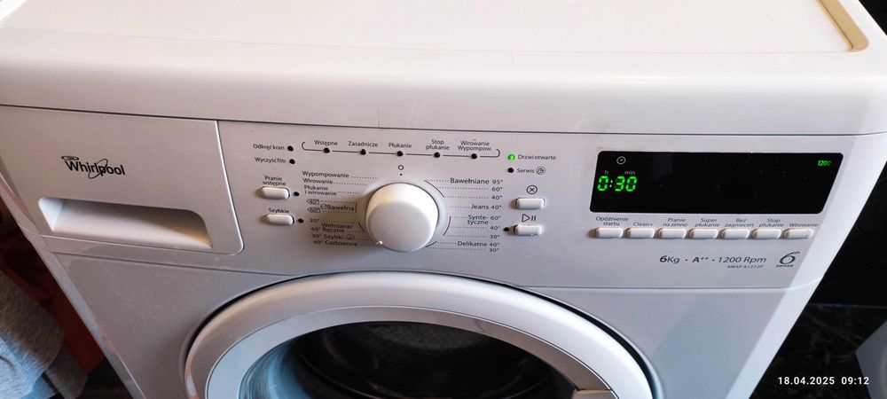 Pralka Whirlpool AWSP 61212P 6kg 6ty zmysł czysta oś do wymiany
