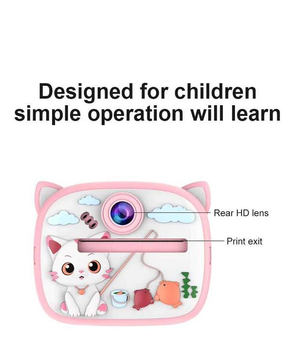 Детский Фотоаппарат 48Мп Мгновенной Печати Кот Дитячий Миттєвого Друку