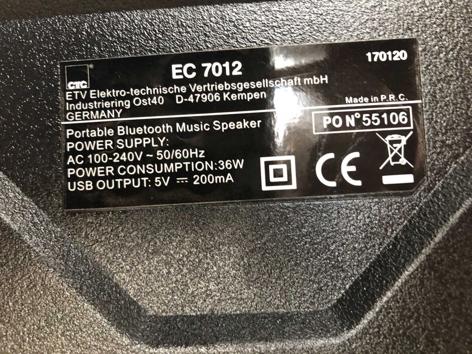 Odtwarzacz, radio, karaoke, CTC EC 7012 z USB, Bluetouch, mobilny