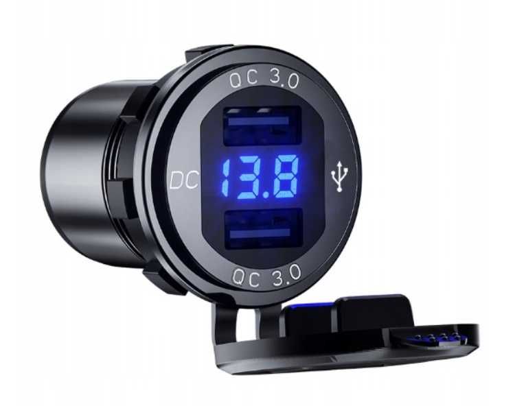 Metalowa ładowarka samochodowa 2x USB QC3.0 szybkie ładowanie ttst1221