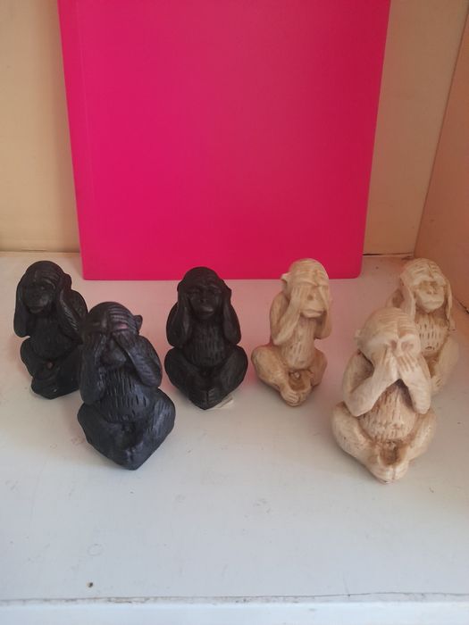 Estatuetas 3 Macacos Sábios, cego, surdo e mudo