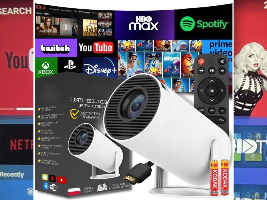 HIT Projektor OBROTOWY Smart TV Android 11 4K WiFi Kino Domowe