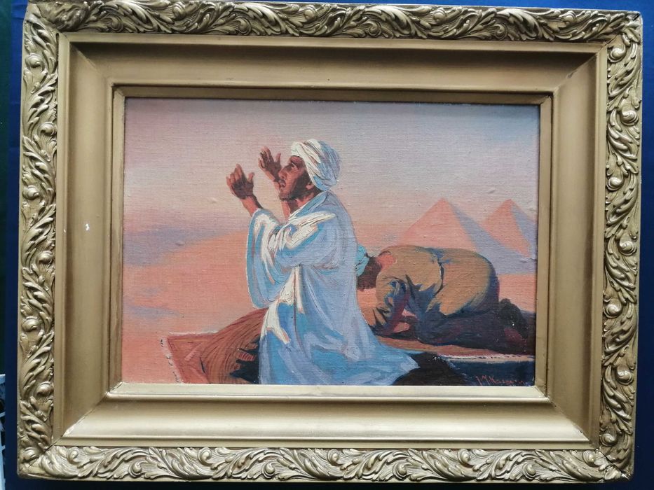 Dwóch modlących się na pustyni J M Kasprowicz 49cm x 33cm