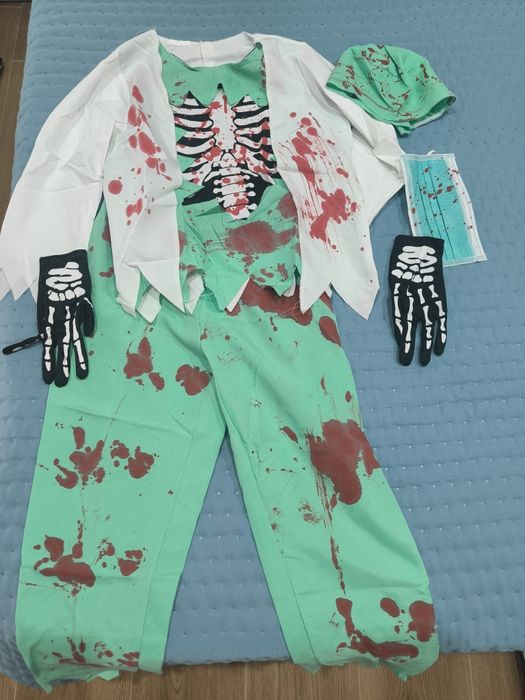 Disfarce Médico Zombie Esqueleto Halloween/Carnaval/Festas Temáticas