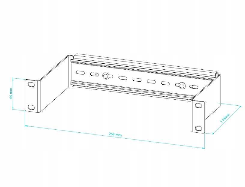 Panel Dystrybucji Napięć RACK 10" 1U/110/11xS DIN TS35/TH35 Ocynk