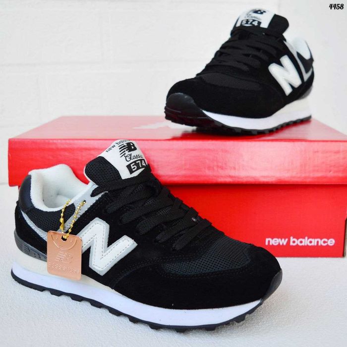 New Balance 574 Black White чорні з білим кросівки жіночі нью беленс баланс кроссовки кросовки