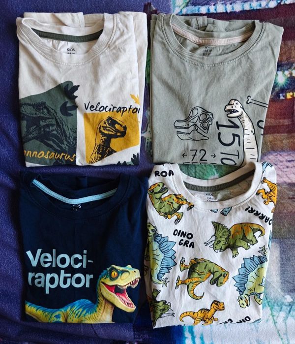 Zestaw 4 koszulek na krótki rękaw dinozaury Pepco 128-134
