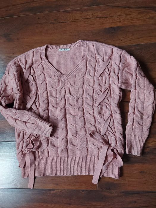 Orsay ciepły sweter różowy warkocz xs s m