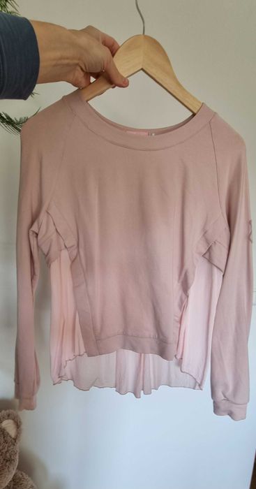 Prześliczna bluzka bluza pudrowy róż Luvi pastelowa  S casual  2 w 1