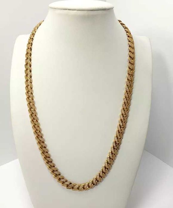 Złoty łańcuch pancerka z cyrkoniami  W:47,56 DŁ:60 P585