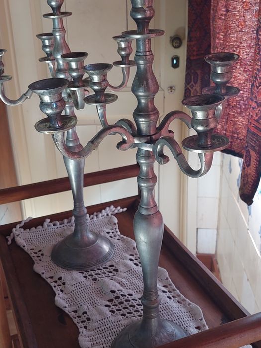 CANDELABROS ESTANHO de 5 lumes muito antigos e bonitos