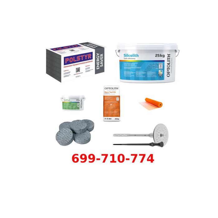 Styropian grafitowy 15 cm klej siatka tynk silikonowy kołki na 100 m2