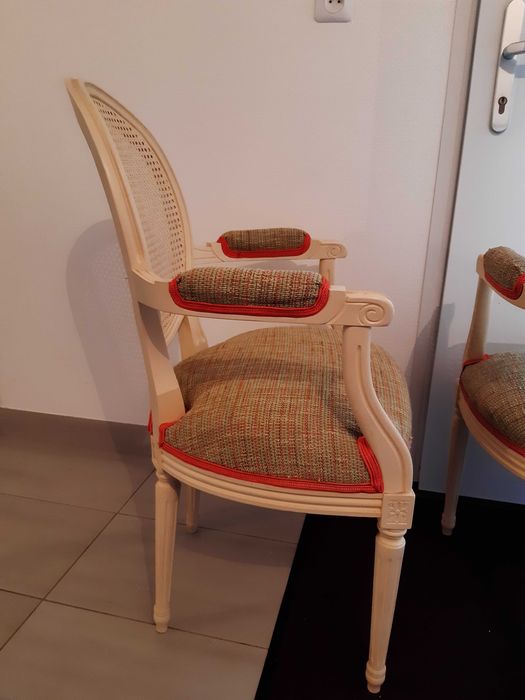 2 cadeiras assento tecido recosto cana