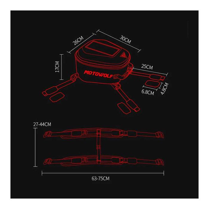 Bolsa de depósito magnética para moto - Multifuncional e impermeável