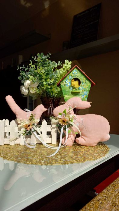 Великодні пташки кролик декор для дому інтер'єрі прикраси подарунок