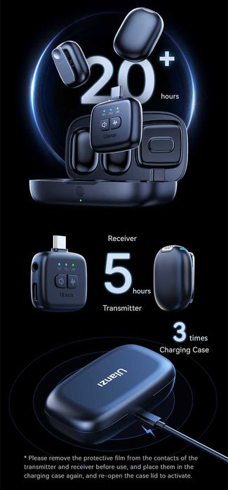 Mikrofon Bezprzewodowy ULANZI A30 3w1 na USB-C Lightning Mini Jack