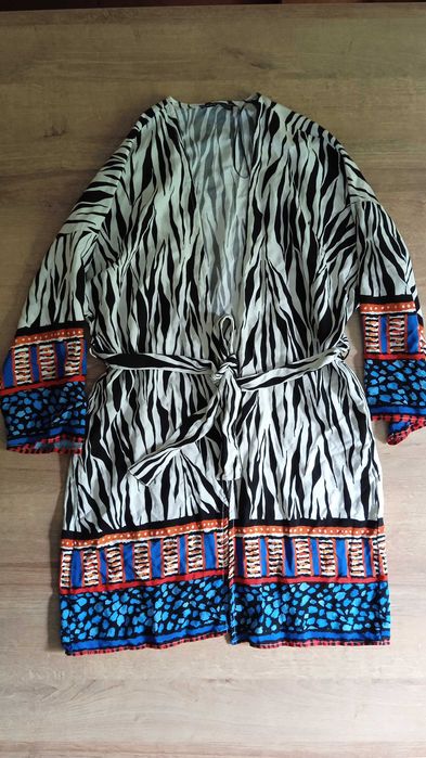 kimono narzutka na plażę zebra s viskoza