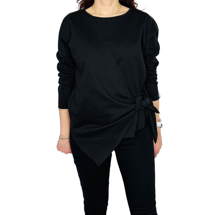 Czarna bluzka z wiązaniem S/M 36/38