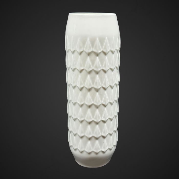 Duży biały wazon porcelanowy Hutschenreuther z geometrycznym reliefem op art B6/080210