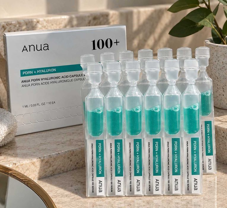 Міні-сироватка Anua PDRN Hyaluronic Acid Capsule 100 Serum 1 мл × 10 шт / PDRN / гіалуронова кислота / зволоження / сяйво / оригінал