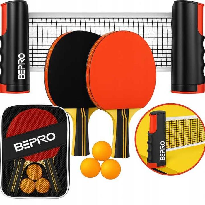 Ping Pong Tenis Stołowy NOWE!! ZESTAW 2X Paletki Rakietki Siatka Piłeczki