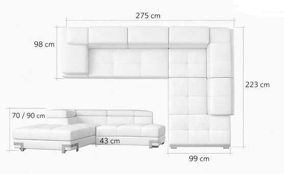 Sofá de canto modular com cama e caixa de arrumação para renovar
