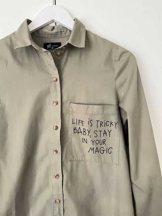 RESERVED - długa koszula oversize. Zielona/khaki. 100% Bawełna. 34/XS