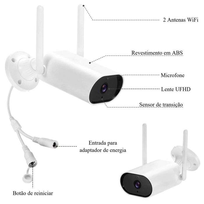Kit Vigilância * WiFi * 5MP * com Áudio * Visão Noturna * APP
