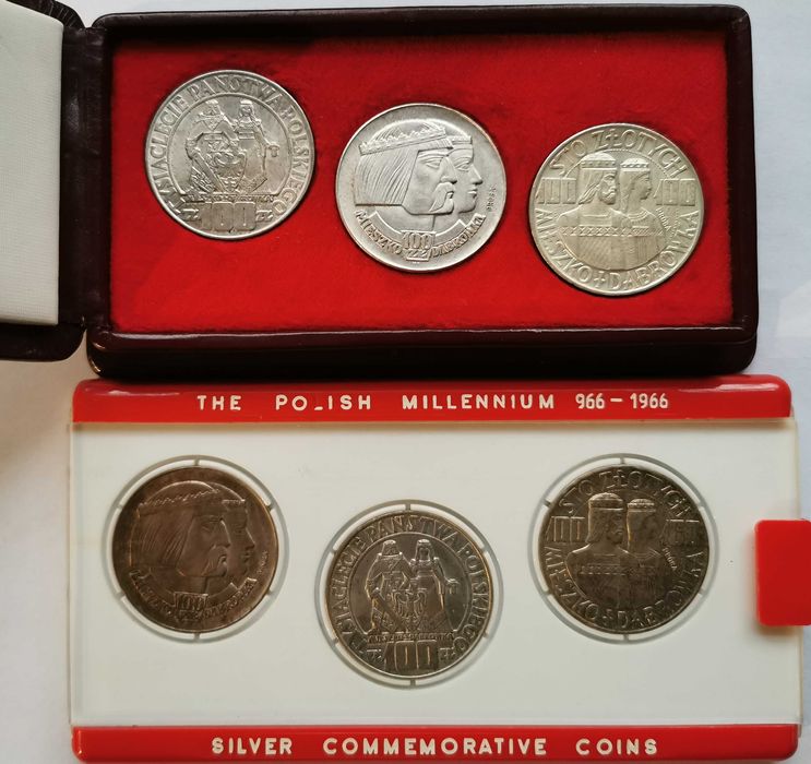 Monety - PRL - Zestaw Mieszko I Dąbrówka 1966r. - 2 Typy Etui