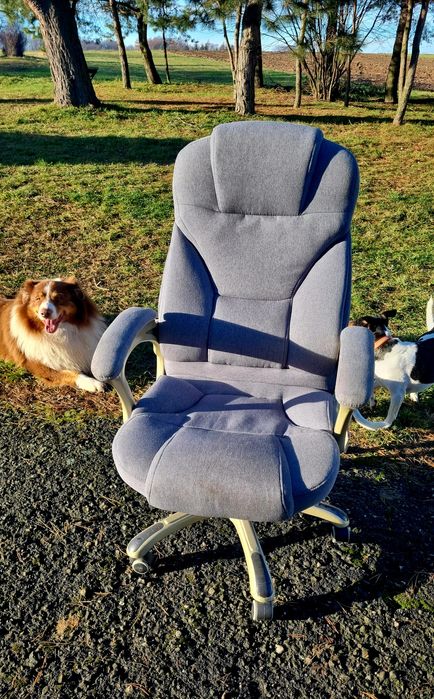 Fotel obrotowy DESMOND biurowy popiel tkanina WYGODNY