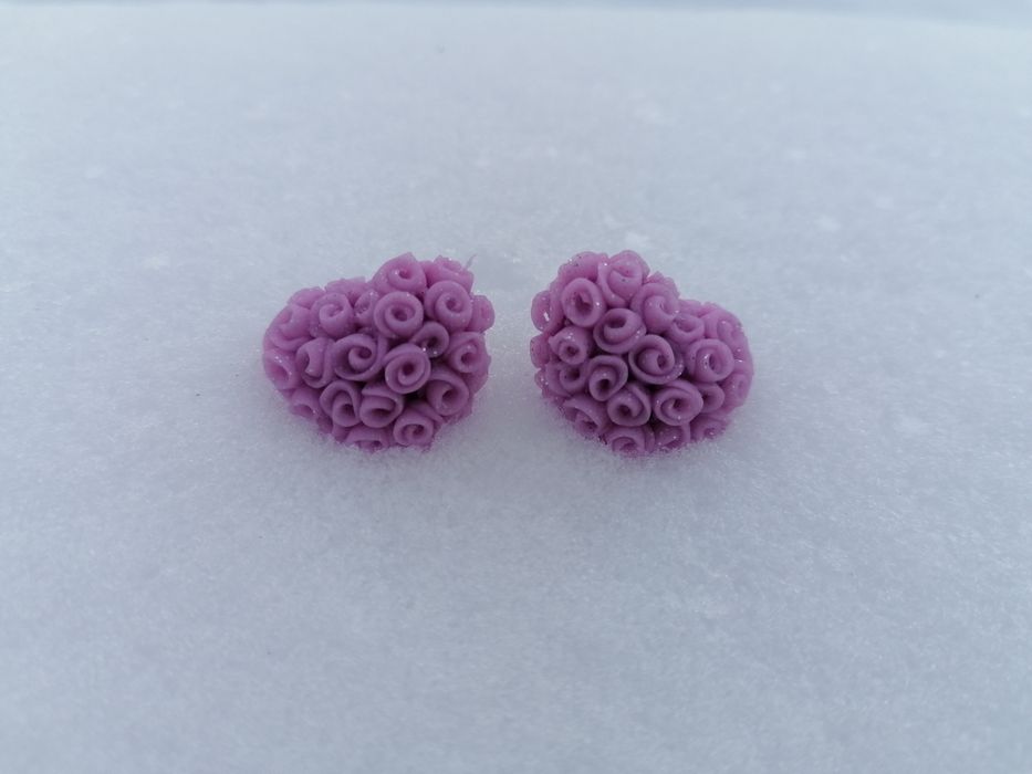 Kolczyki z modeliny brudny róż