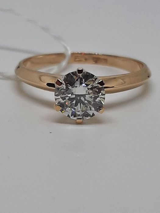 GIA 1.01 ct. H VS2. Золотое кольцо с бриллиантом.