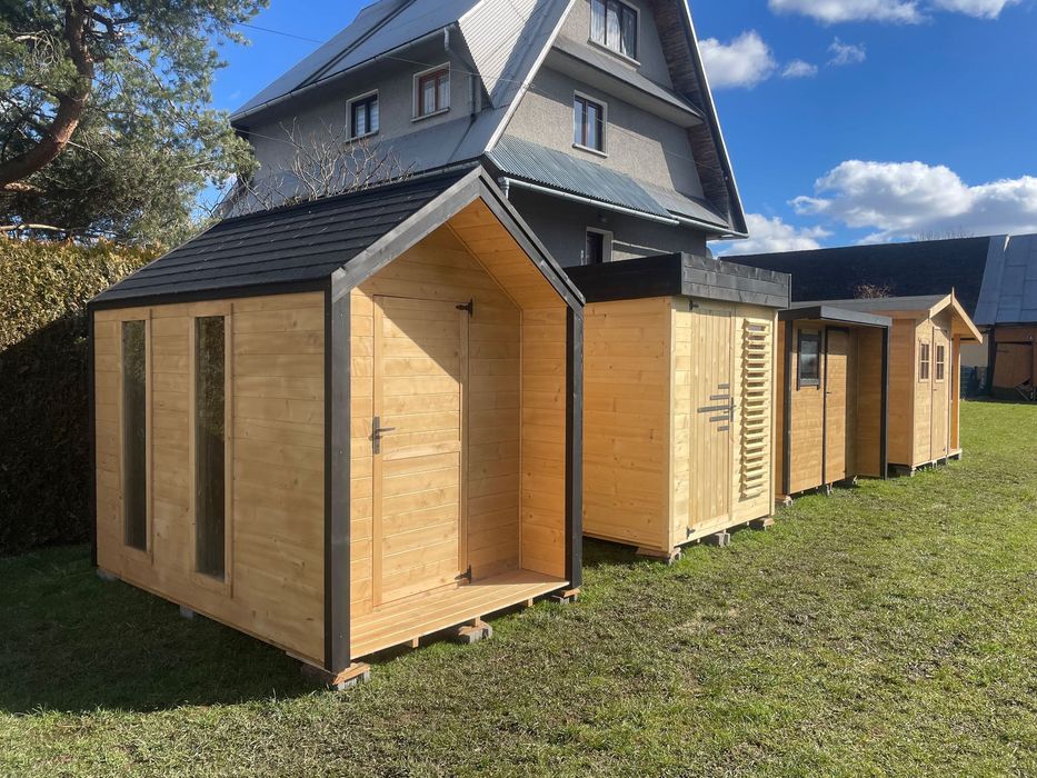 Nowoczesny domek ogrodowy, narzędziowy, sauna, drewniany. New design
