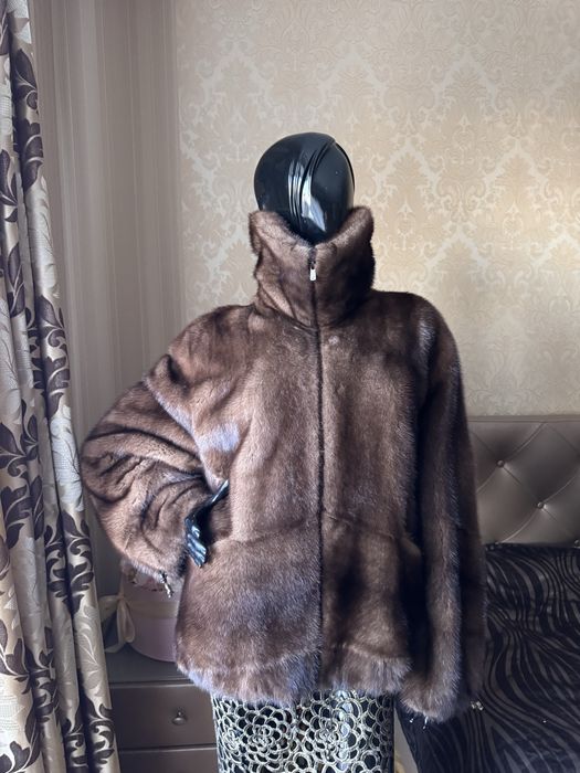 Норковий полушубок/бомбер MIDO, 48-52, 70 см, колір соболь