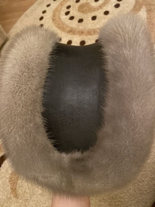 Капор голуба норка і шкіра кожа женская шапка ж