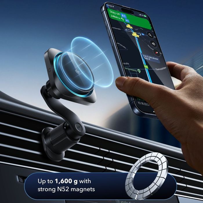 ESR OMNILOCK CRYOBOOST MAGNETIC MAGSAFE VENT CAR MOUNT WIRLESSS CHARGER QI2.2 25W BLACK