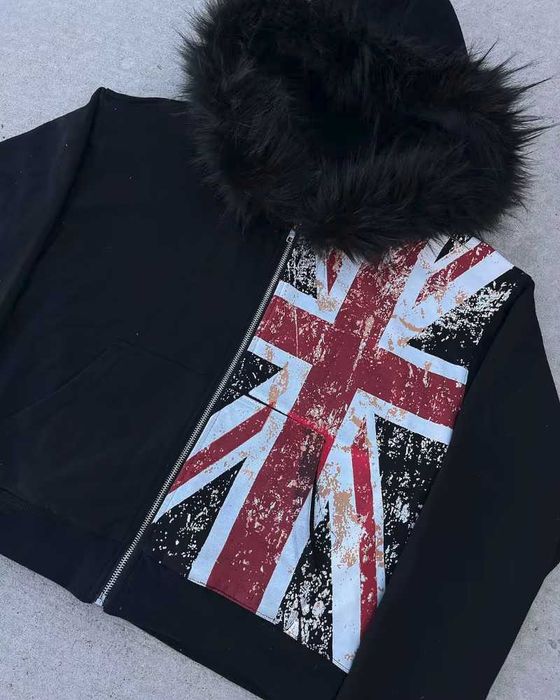 archive pコート　jacket swag opium Zip-Hoodie USA archive, opium, distressed, Зипка с меховым