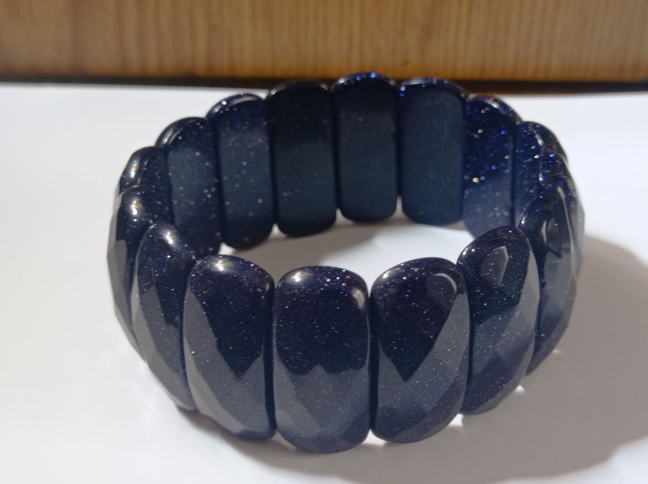 Браслет авантюрин ,синий песок. Высота 3см.