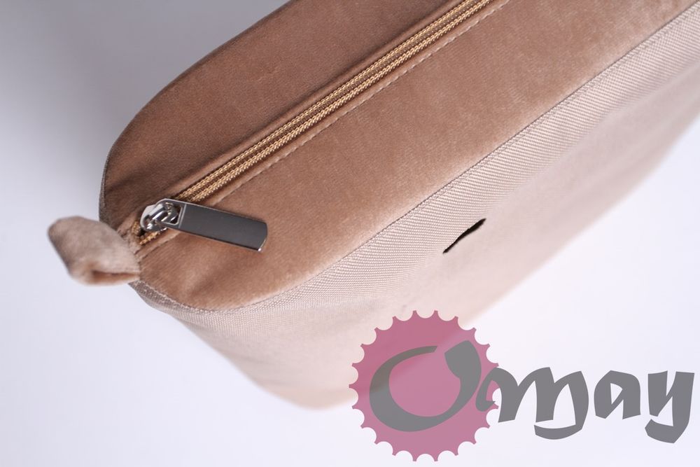 organizer OBAG MINI piaskowy welur biszkopt velvet 2 kieszenie OMAY