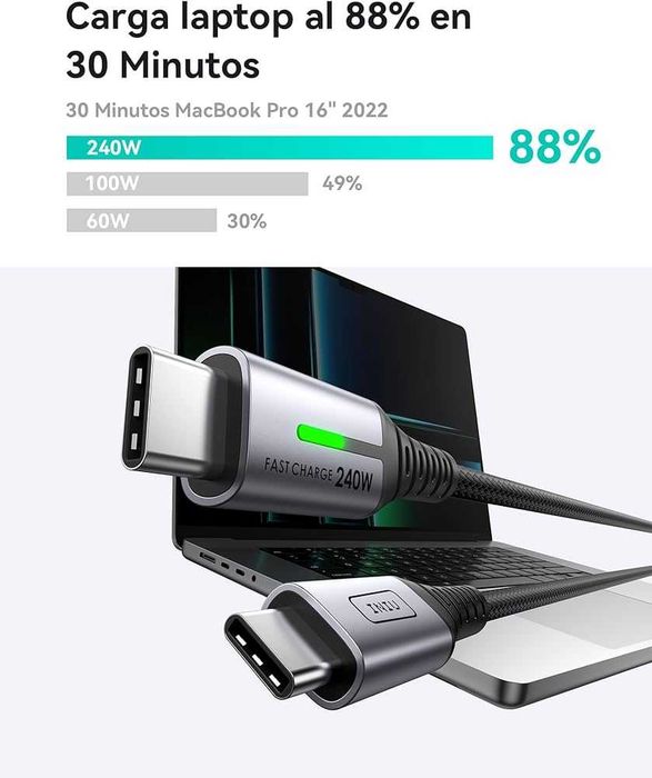 Nowy Zestaw 2x Kabel USB-C do USB-C INIU 240W PD 3.1 | 2 metry | Nylon