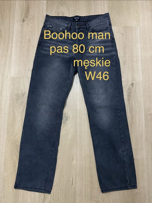 Boohoo Man 30 EUR 46 S męskie spodnie szare logowane jeansy Vintage